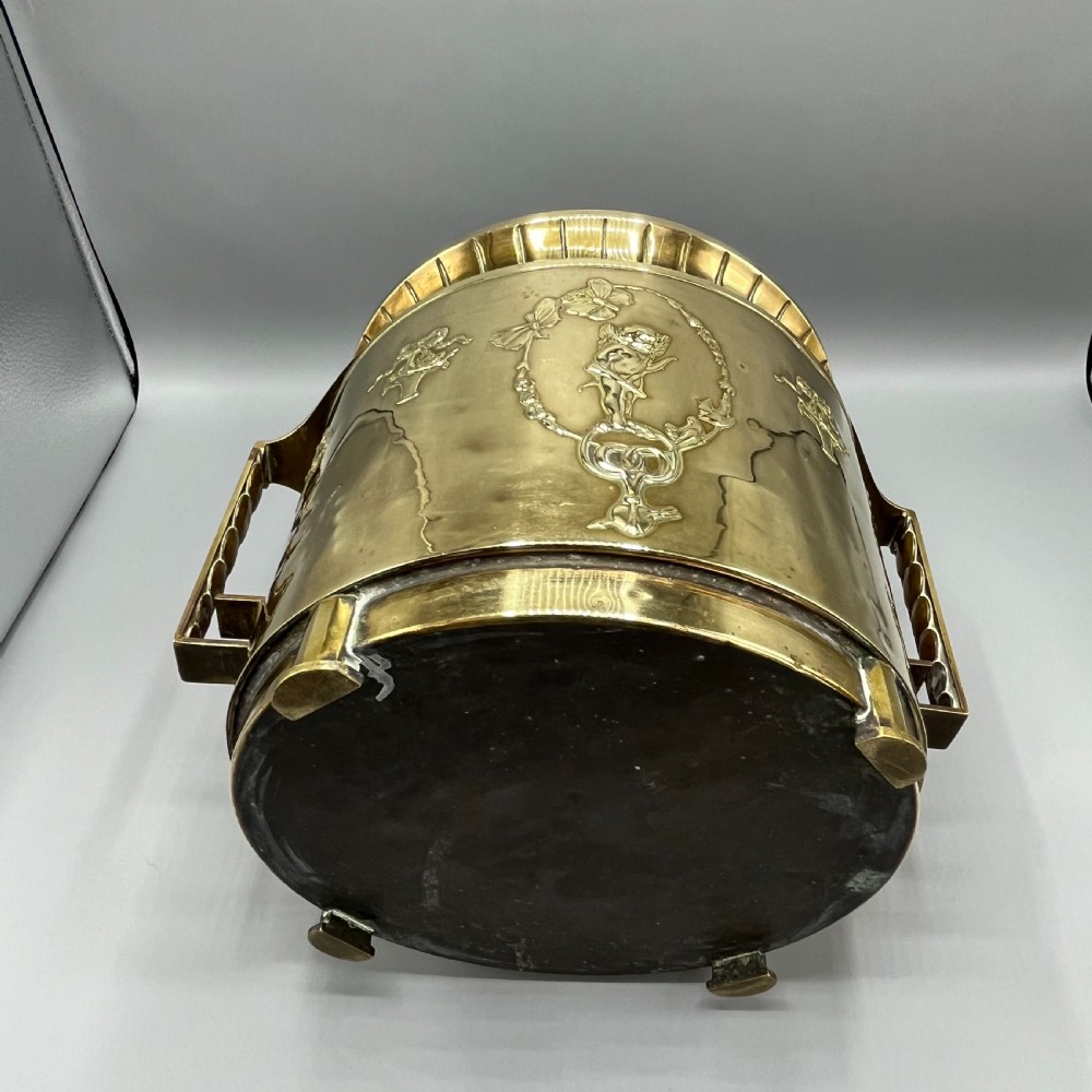Large Art Nouveau Brass Planter Jardiniere View XVII