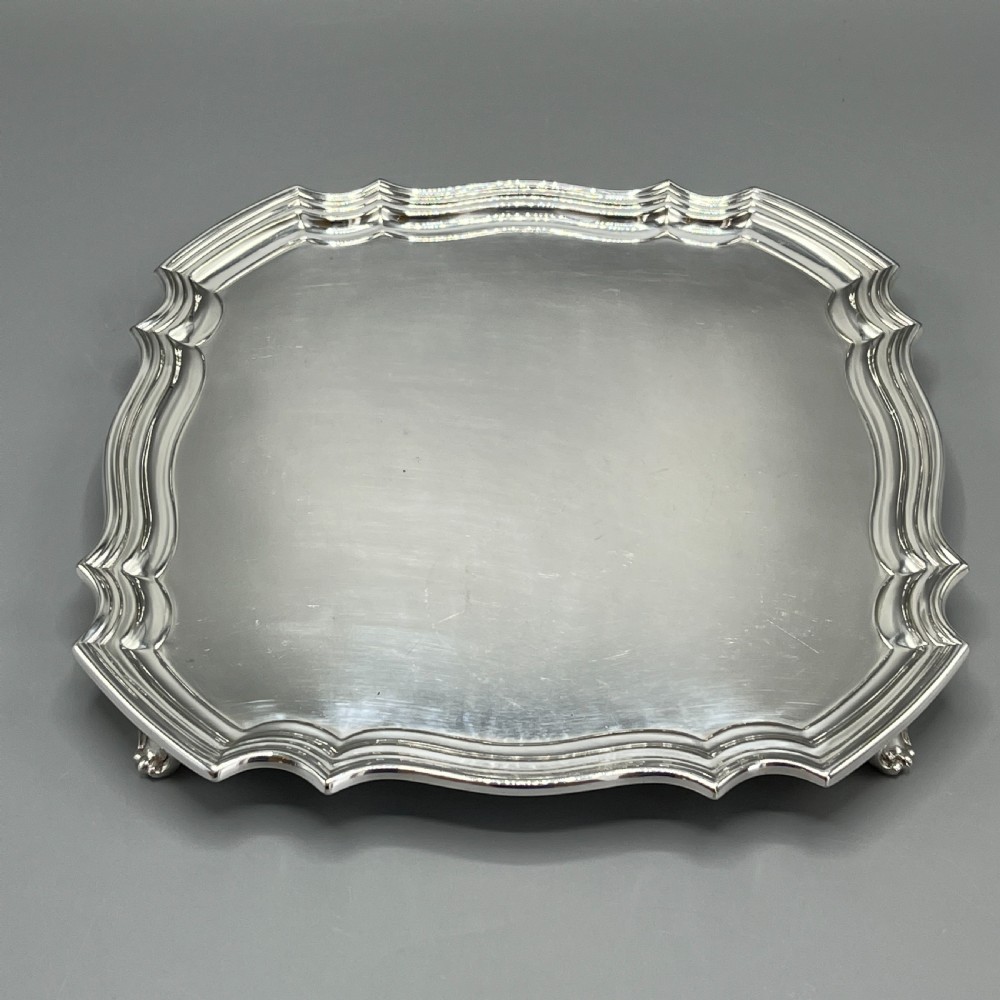 Antique Silver Plated Square Cocktail Salver / Tray by Walker & Hall