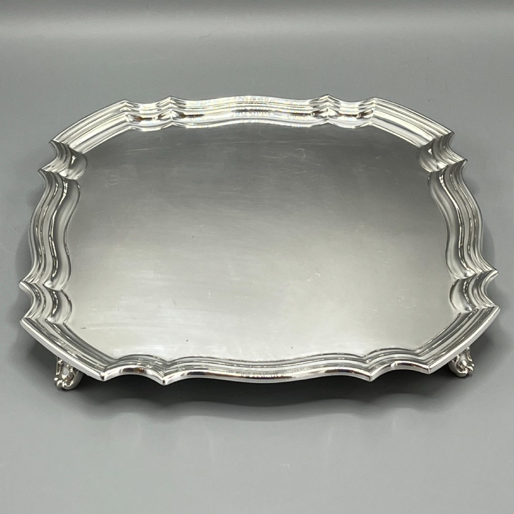 Antique Silver Plated Square Cocktail Salver / Tray by Walker & Hall View II