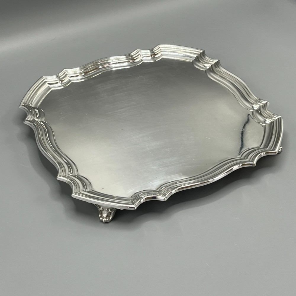 Antique Silver Plated Square Cocktail Salver / Tray by Walker & Hall View III