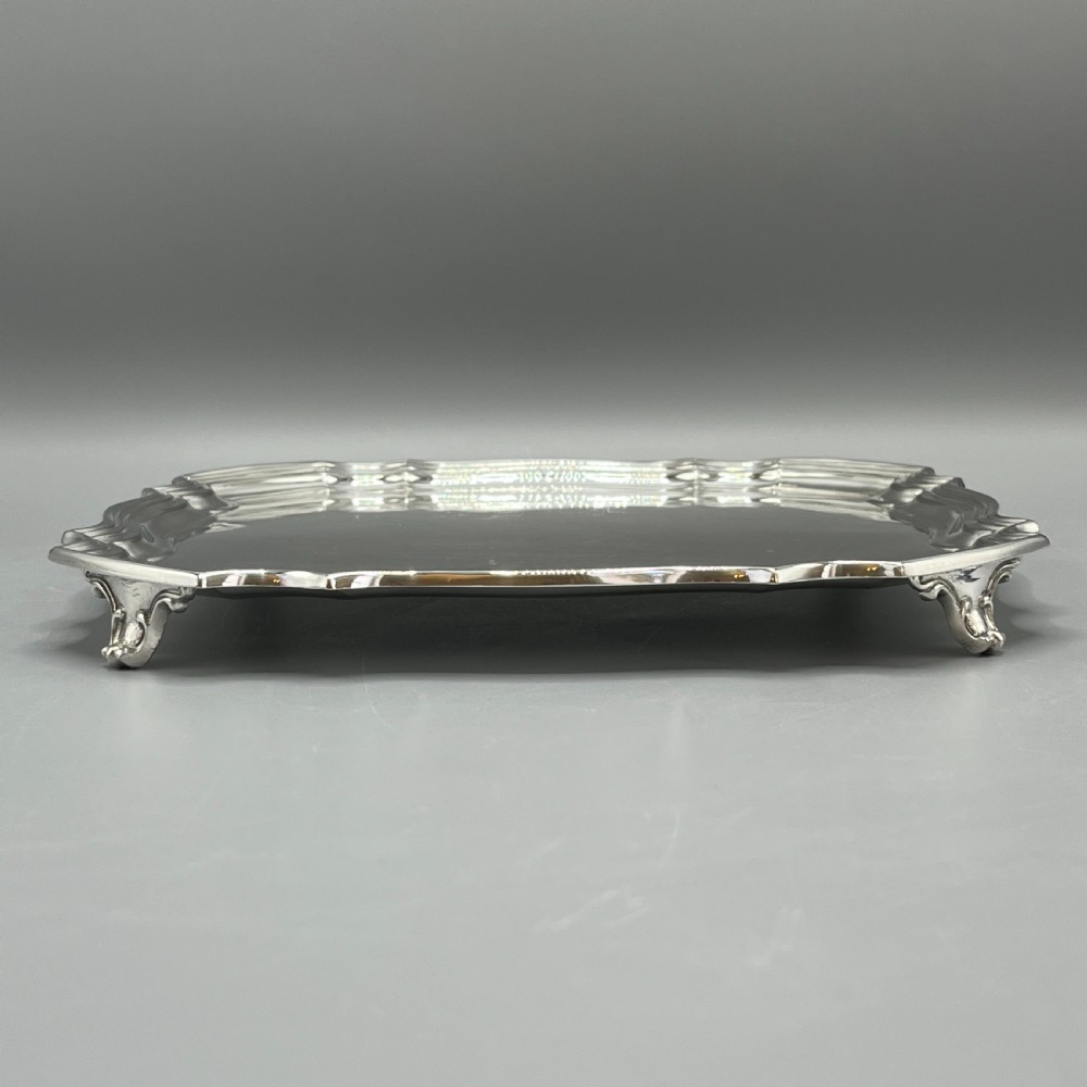Antique Silver Plated Square Cocktail Salver / Tray by Walker & Hall View IV