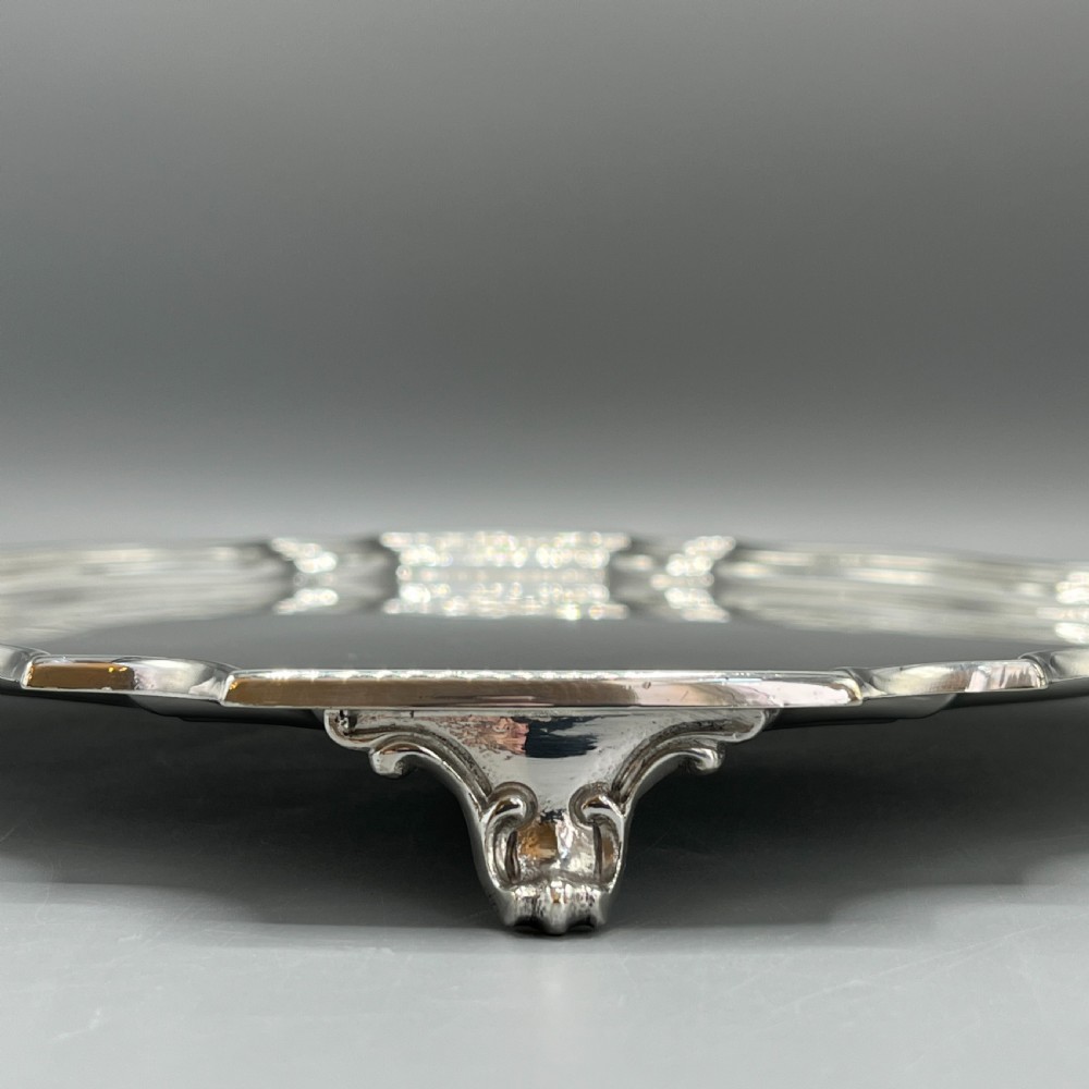 Antique Silver Plated Square Cocktail Salver / Tray by Walker & Hall View V