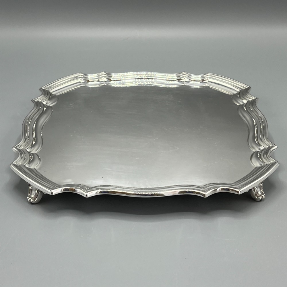 Antique Silver Plated Square Cocktail Salver / Tray by Walker & Hall View VI