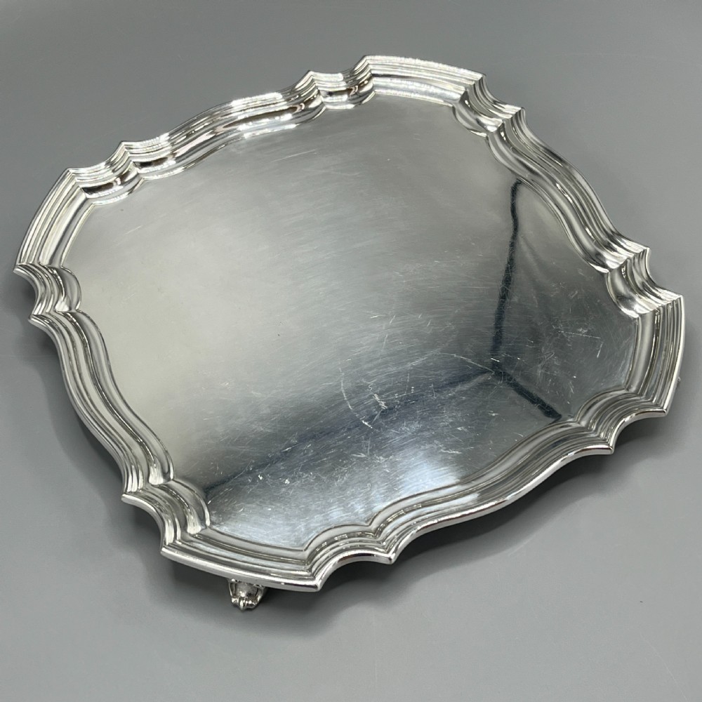 Antique Silver Plated Square Cocktail Salver / Tray by Walker & Hall View VII