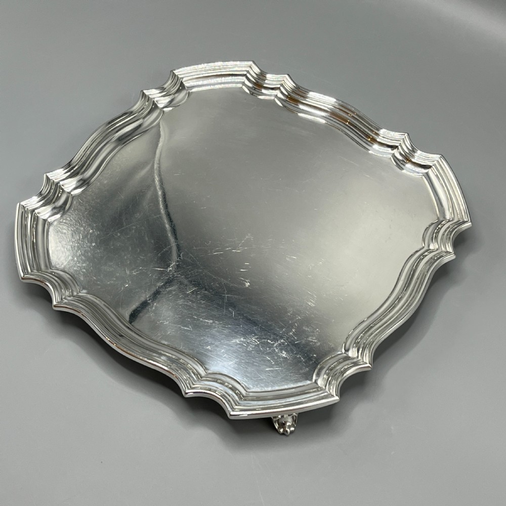 Antique Silver Plated Square Cocktail Salver / Tray by Walker & Hall View VIII
