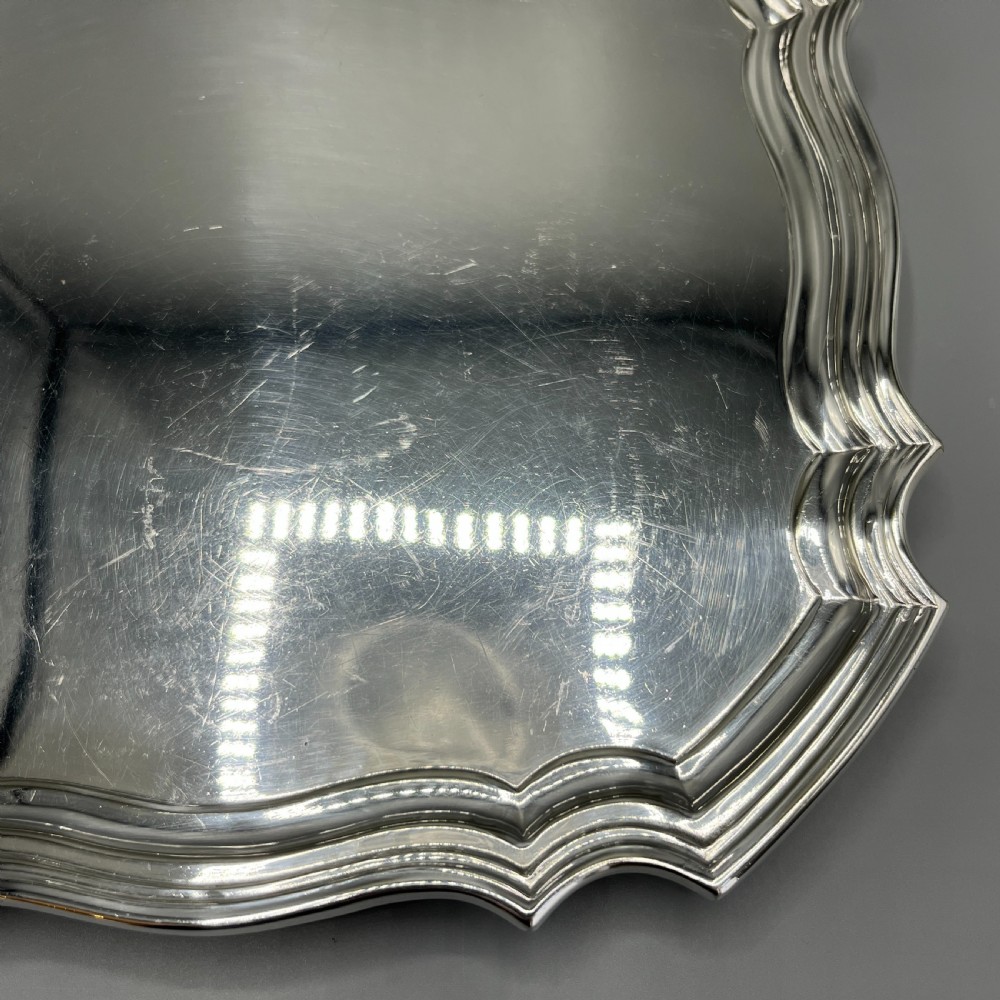 Antique Silver Plated Square Cocktail Salver / Tray by Walker & Hall View X