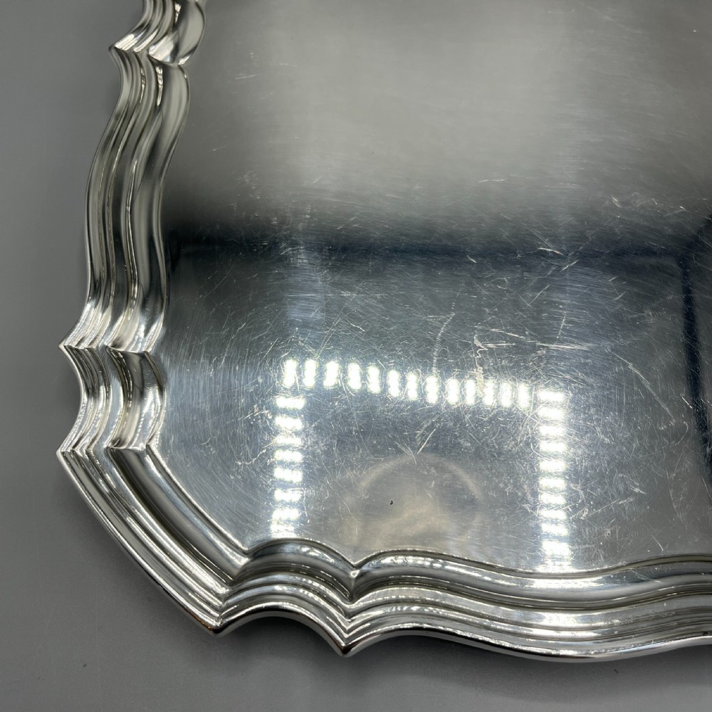 Antique Silver Plated Square Cocktail Salver / Tray by Walker & Hall View XII