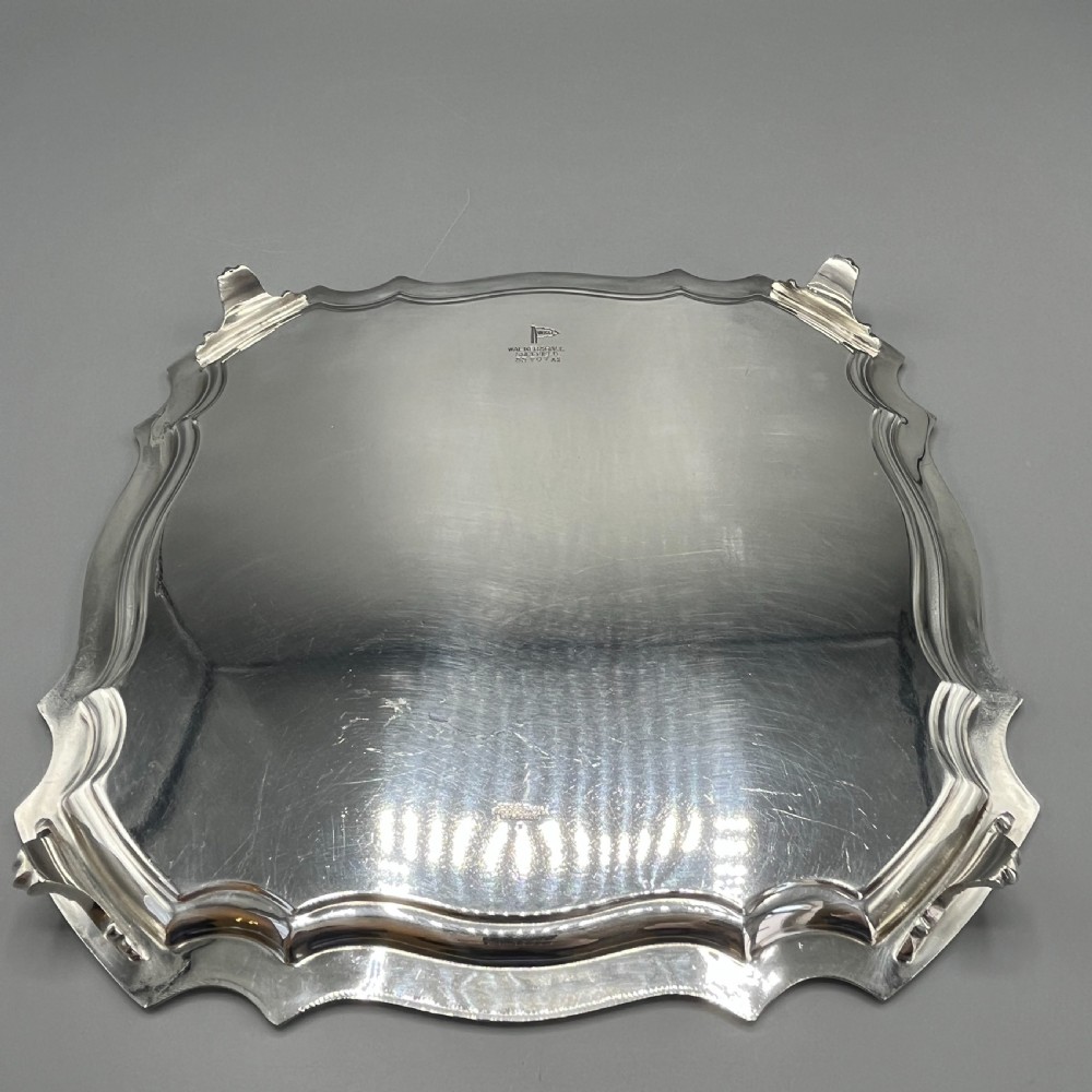 Antique Silver Plated Square Cocktail Salver / Tray by Walker & Hall View XV