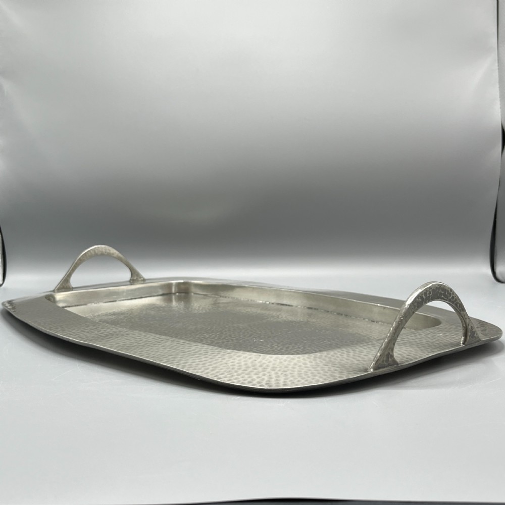 Large Arts & Crafts Pewter Serving Tray View V