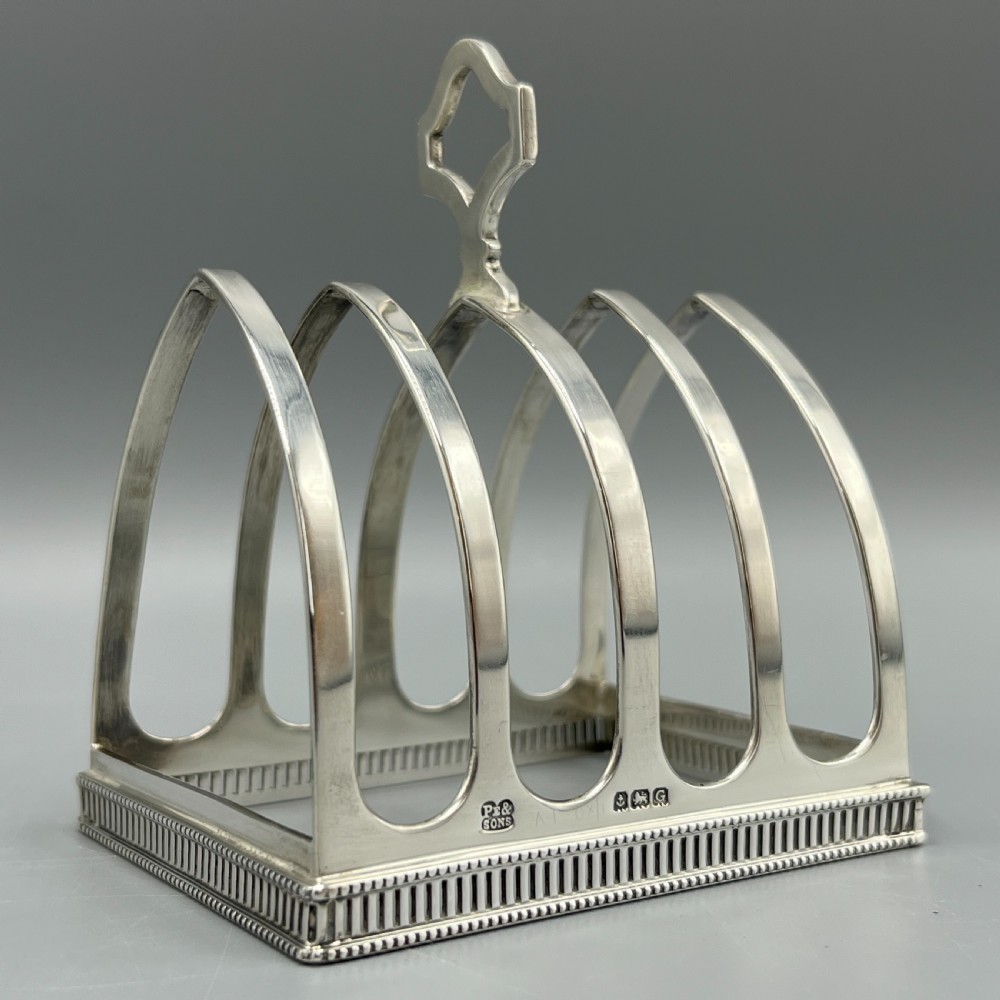 Art Deco Solid Sterling Silver Toast Rack with Pierced Detail