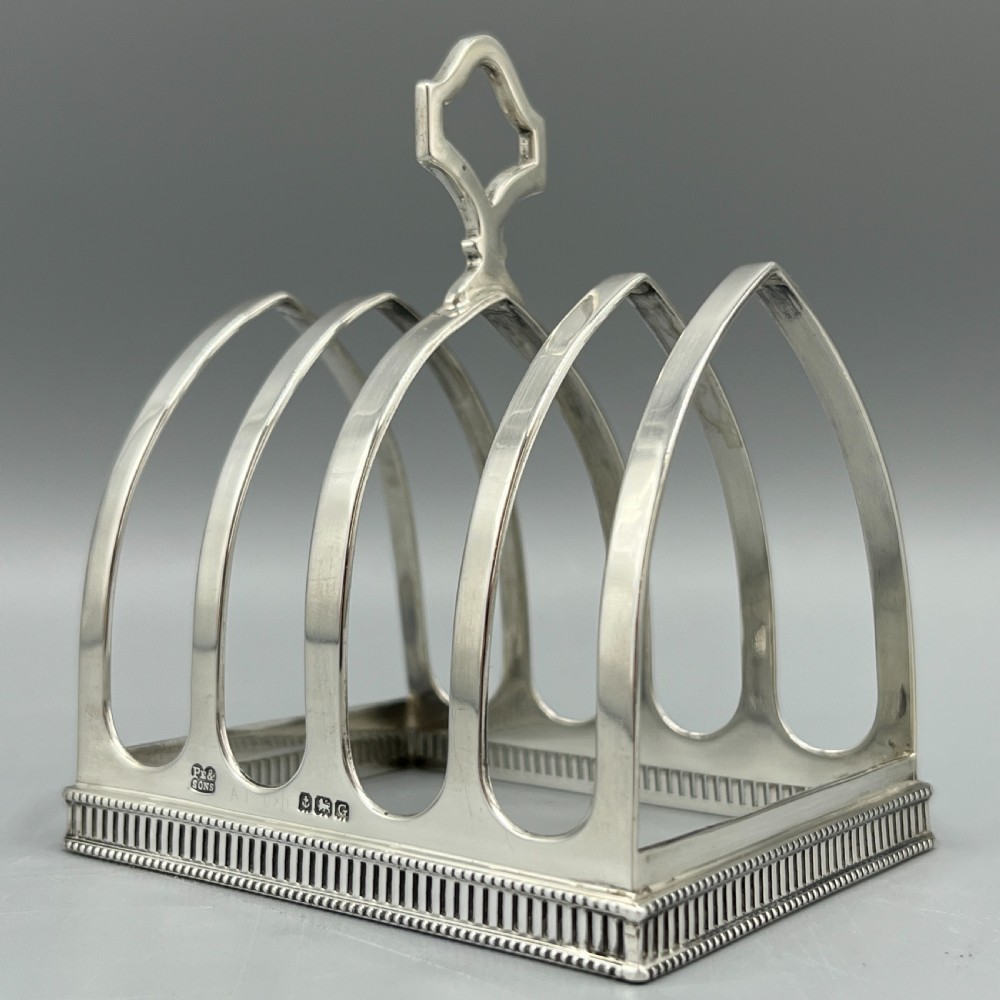 Art Deco Solid Sterling Silver Toast Rack with Pierced Detail View II
