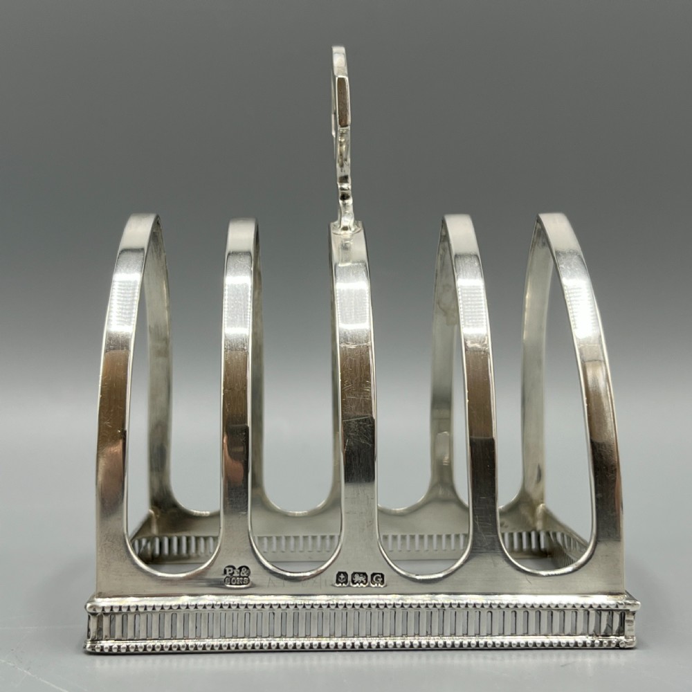 Art Deco Solid Sterling Silver Toast Rack with Pierced Detail View III