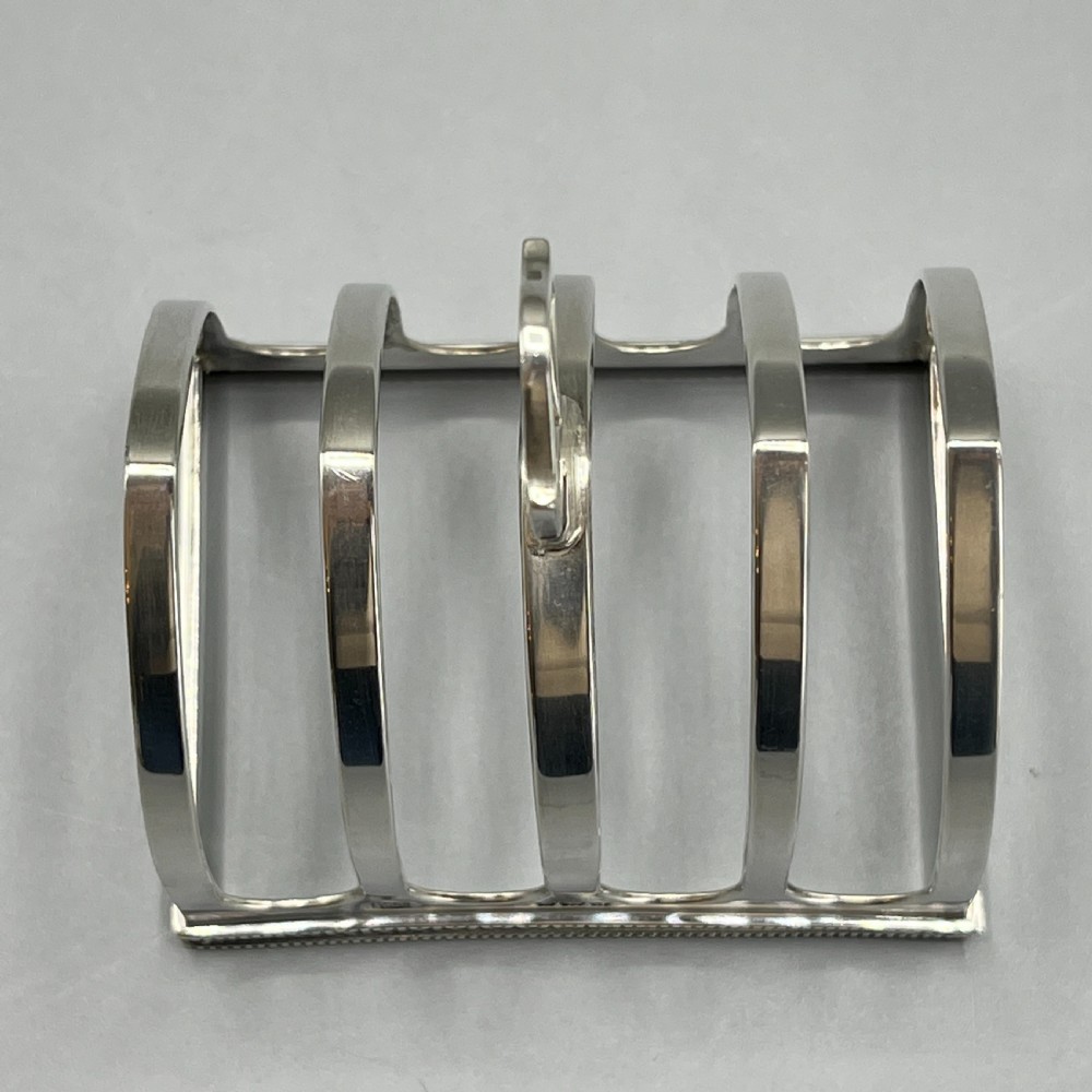 Art Deco Solid Sterling Silver Toast Rack with Pierced Detail View IX