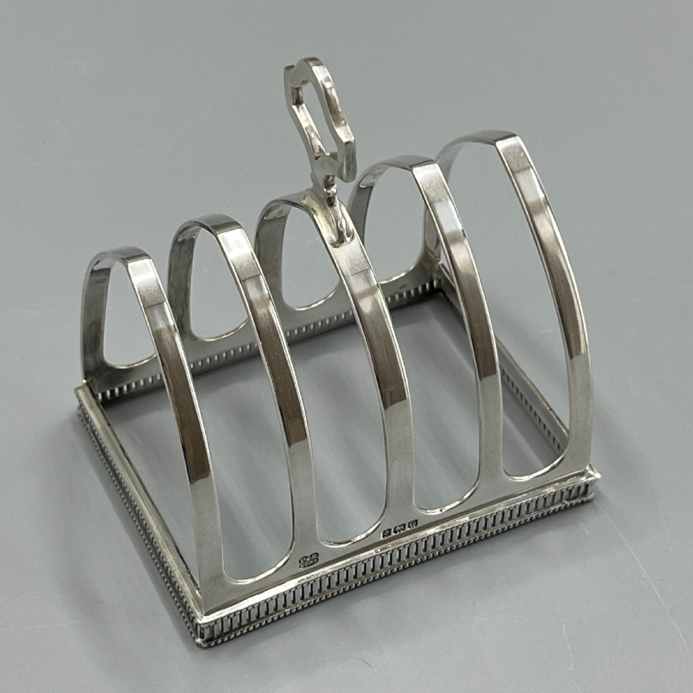 Art Deco Solid Sterling Silver Toast Rack with Pierced Detail View X
