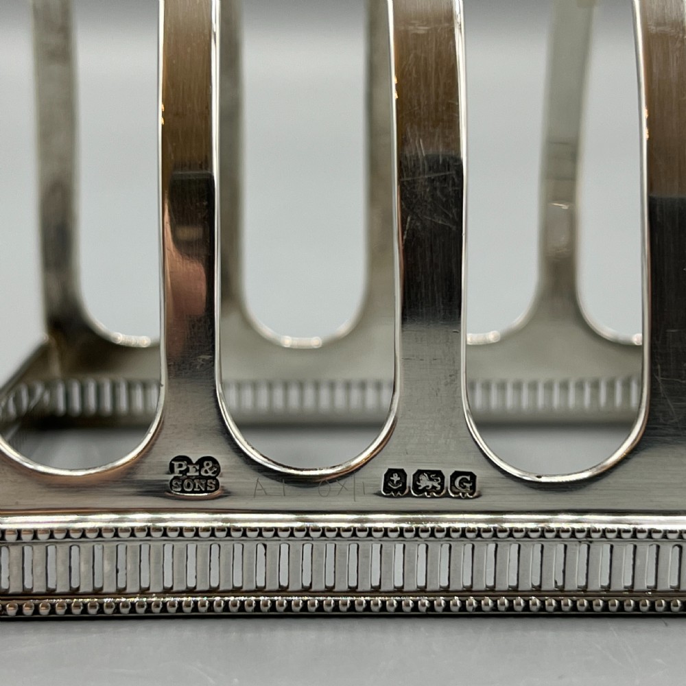 Art Deco Solid Sterling Silver Toast Rack with Pierced Detail View XI