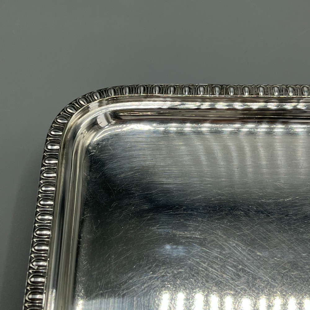 Edwardian Rectangular Salver Tray with Bright Cut Ribbon Decoration View XV