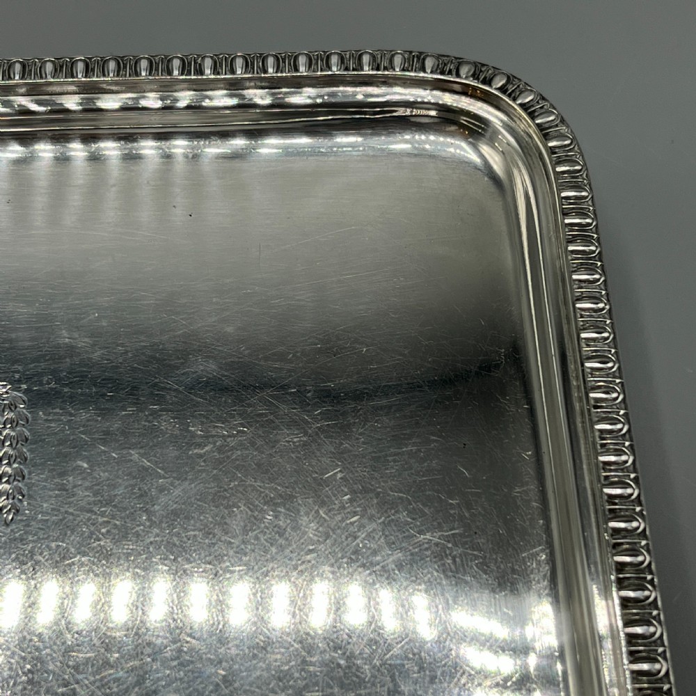 Edwardian Rectangular Salver Tray with Bright Cut Ribbon Decoration View XVII