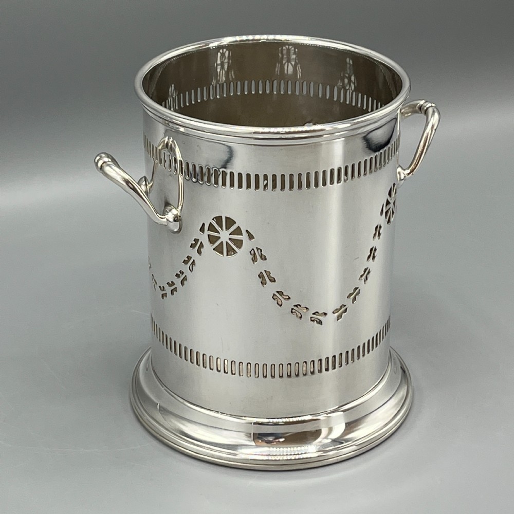 Pierced English Silver Plated Wine Bottle Holder / Syphon Stand View II