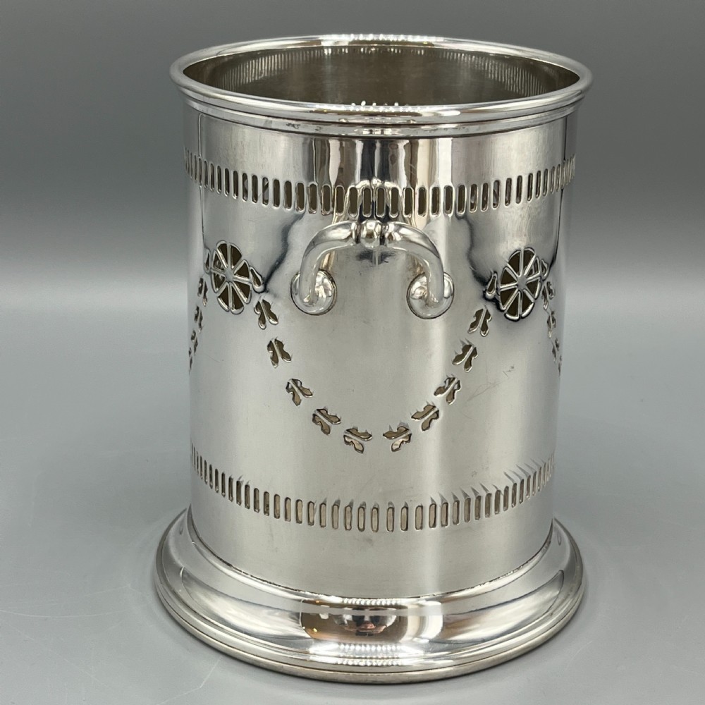 Pierced English Silver Plated Wine Bottle Holder / Syphon Stand View V