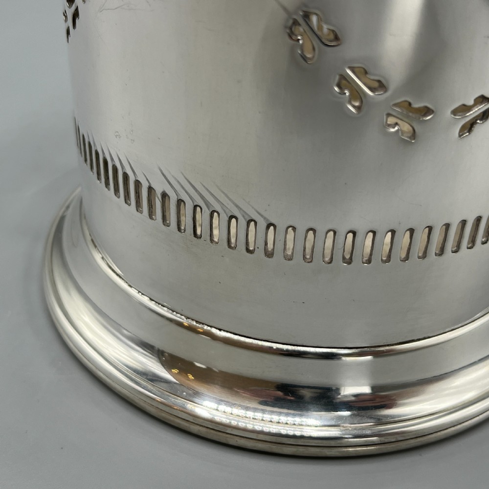 Pierced English Silver Plated Wine Bottle Holder / Syphon Stand View VIII