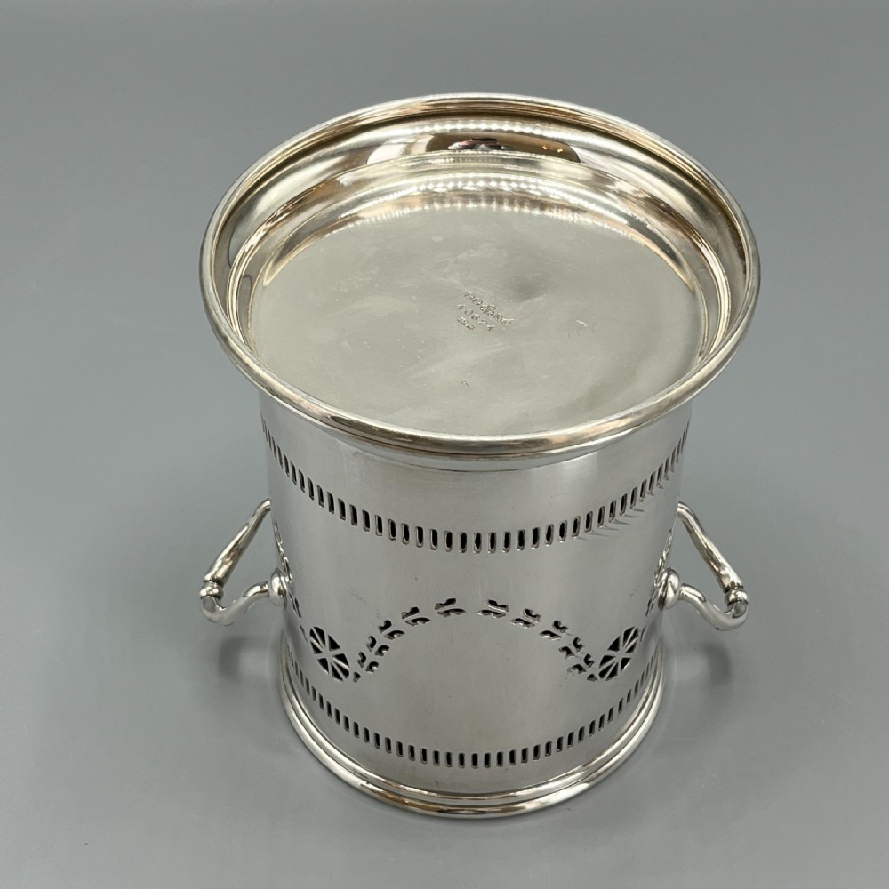 Pierced English Silver Plated Wine Bottle Holder / Syphon Stand View XI