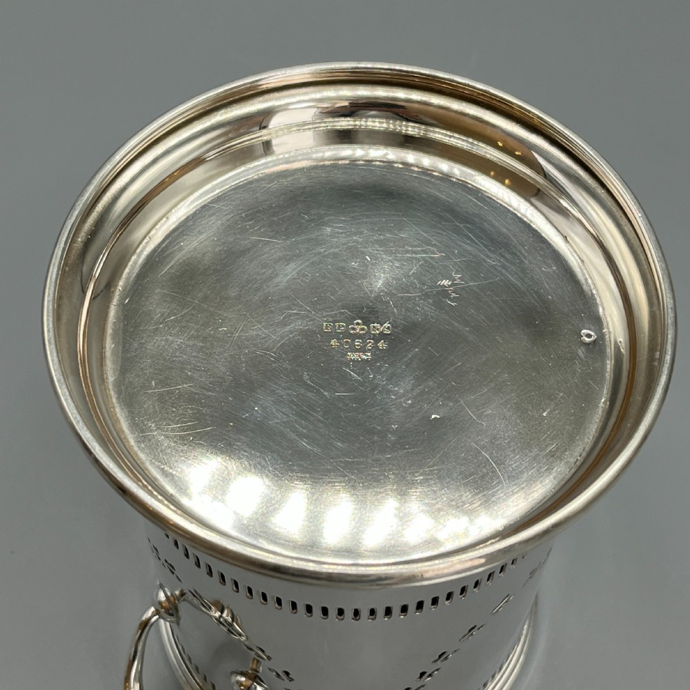 Pierced English Silver Plated Wine Bottle Holder / Syphon Stand View XII
