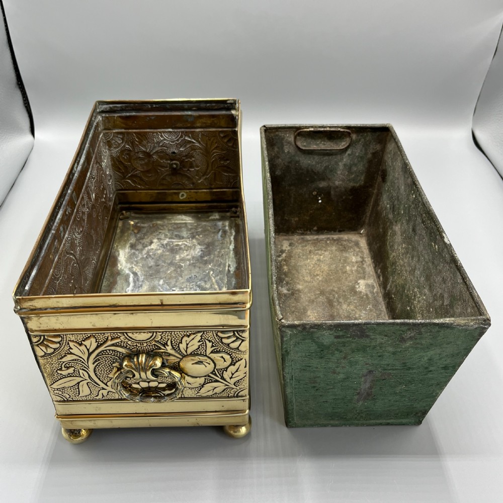 Edwardian Brass Trough Planter / Jardiniere View VIII