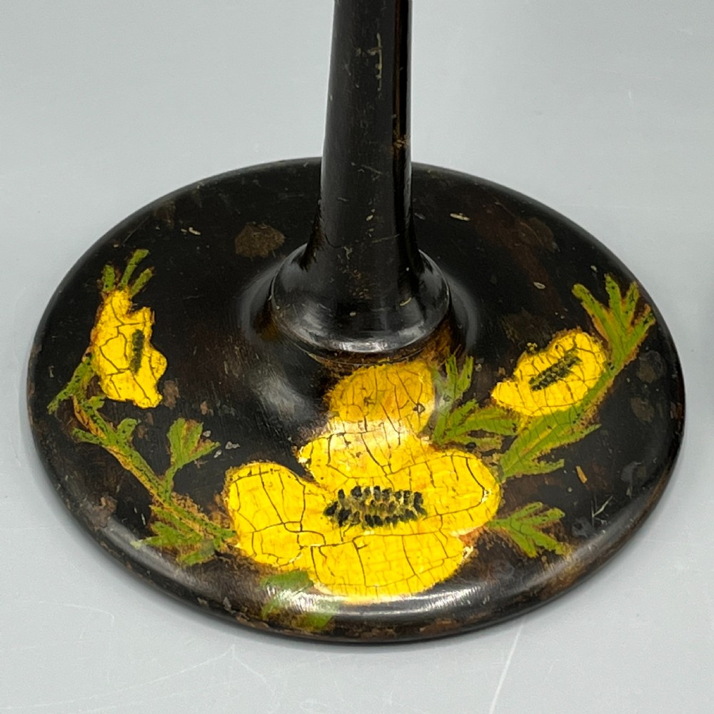 Pair Art Nouveau Tall Black Painted Candlesticks View VII