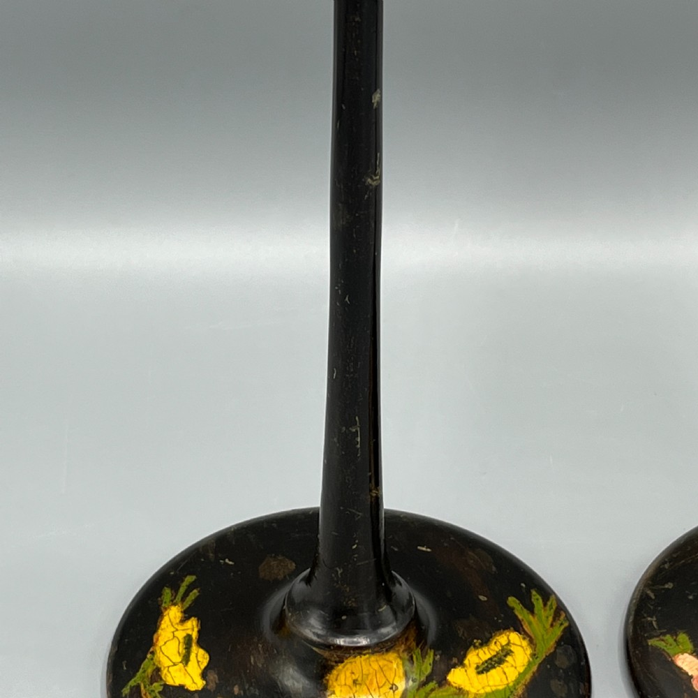 Pair Art Nouveau Tall Black Painted Candlesticks View VIII