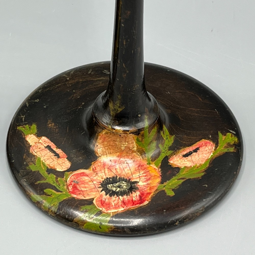 Pair Art Nouveau Tall Black Painted Candlesticks View X