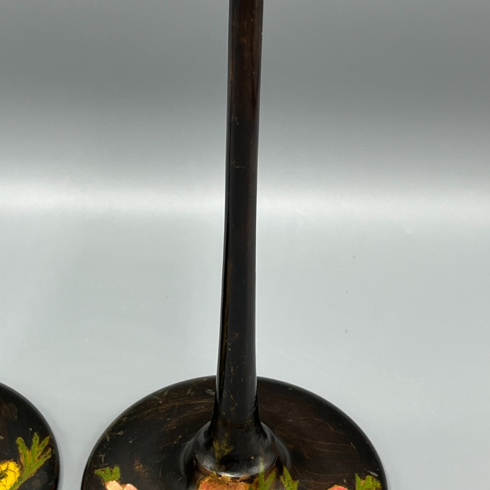 Pair Art Nouveau Tall Black Painted Candlesticks View XI