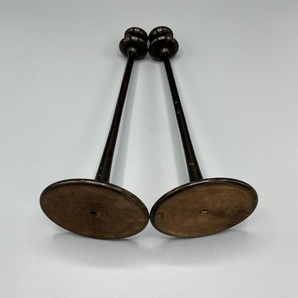 Pair Art Nouveau Tall Black Painted Candlesticks View XVI