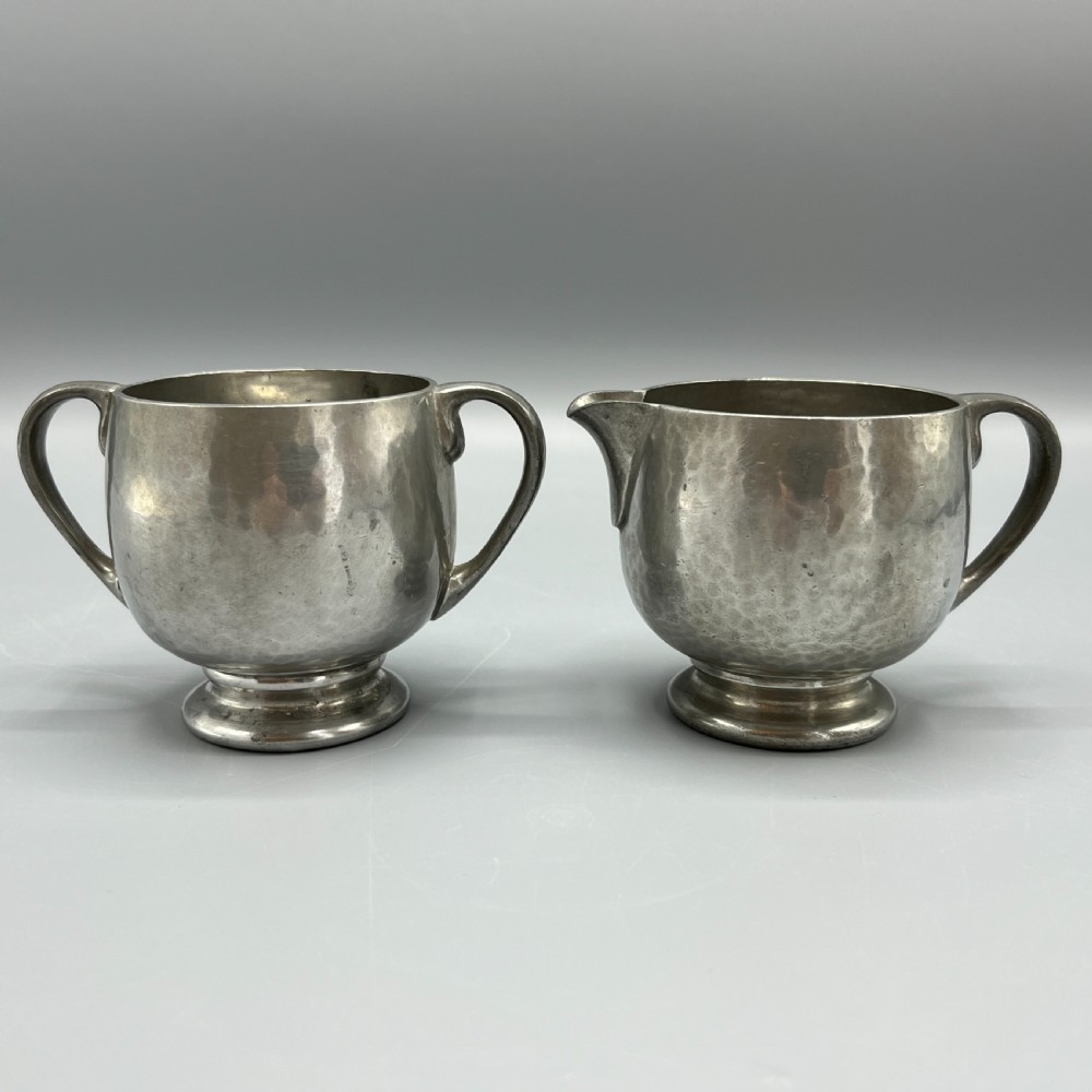 Liberty & Co Tudric Pewter Sugar Bowl & Cream Jug Tea Set