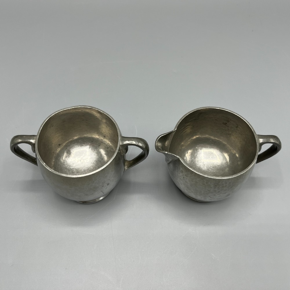 Liberty & Co Tudric Pewter Sugar Bowl & Cream Jug Tea Set View VI