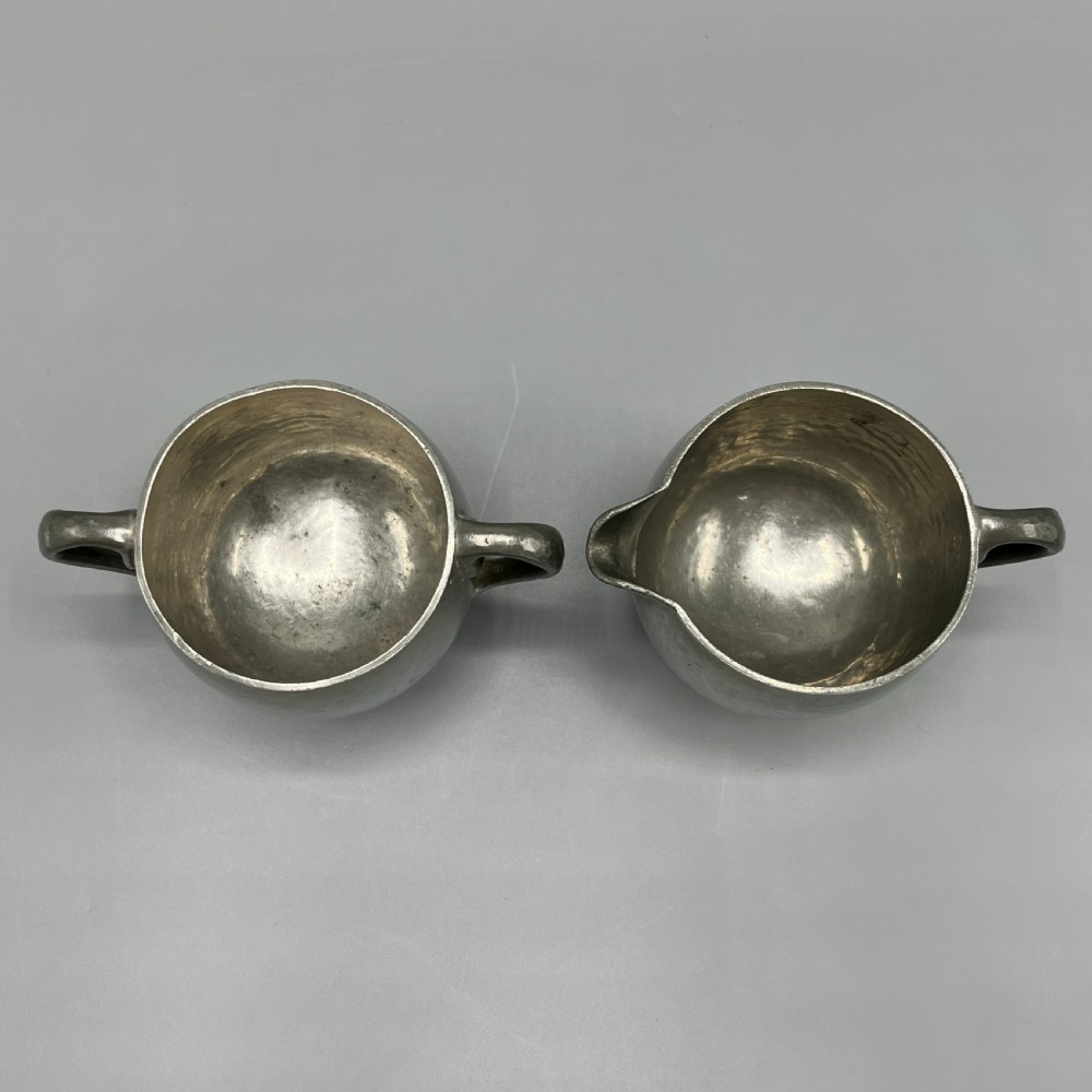 Liberty & Co Tudric Pewter Sugar Bowl & Cream Jug Tea Set View VII