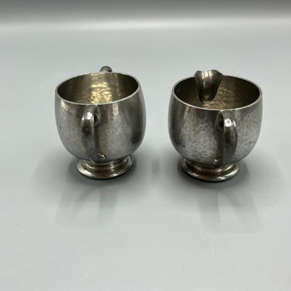 Liberty & Co Tudric Pewter Sugar Bowl & Cream Jug Tea Set View VIII