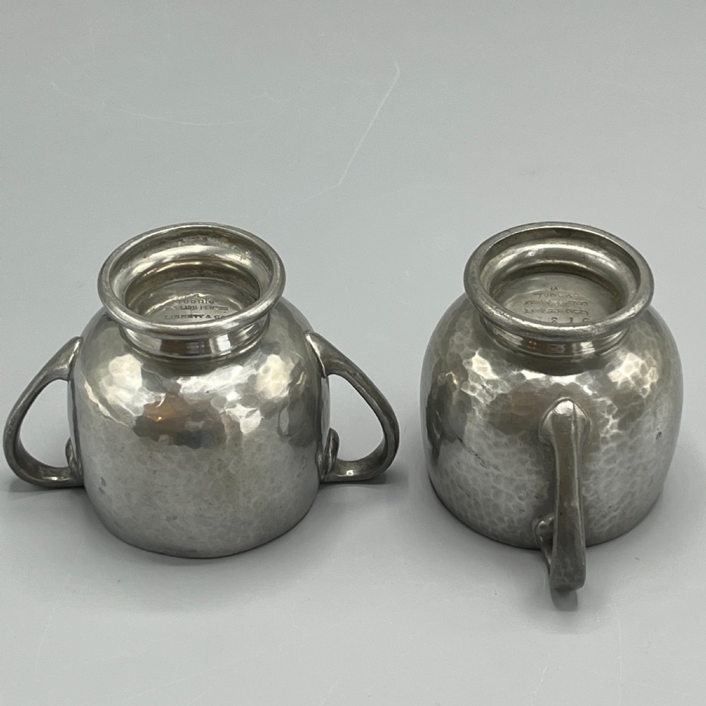 Liberty & Co Tudric Pewter Sugar Bowl & Cream Jug Tea Set View XV