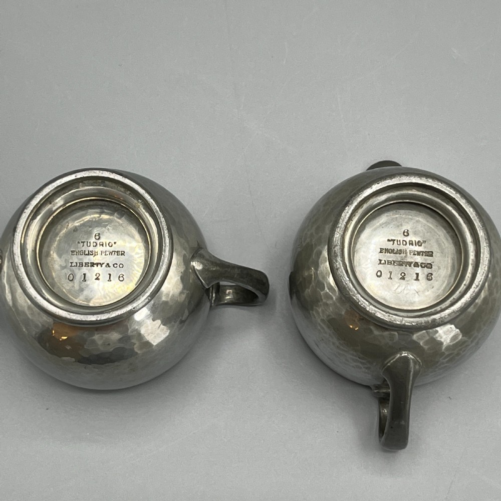 Liberty & Co Tudric Pewter Sugar Bowl & Cream Jug Tea Set View XVI