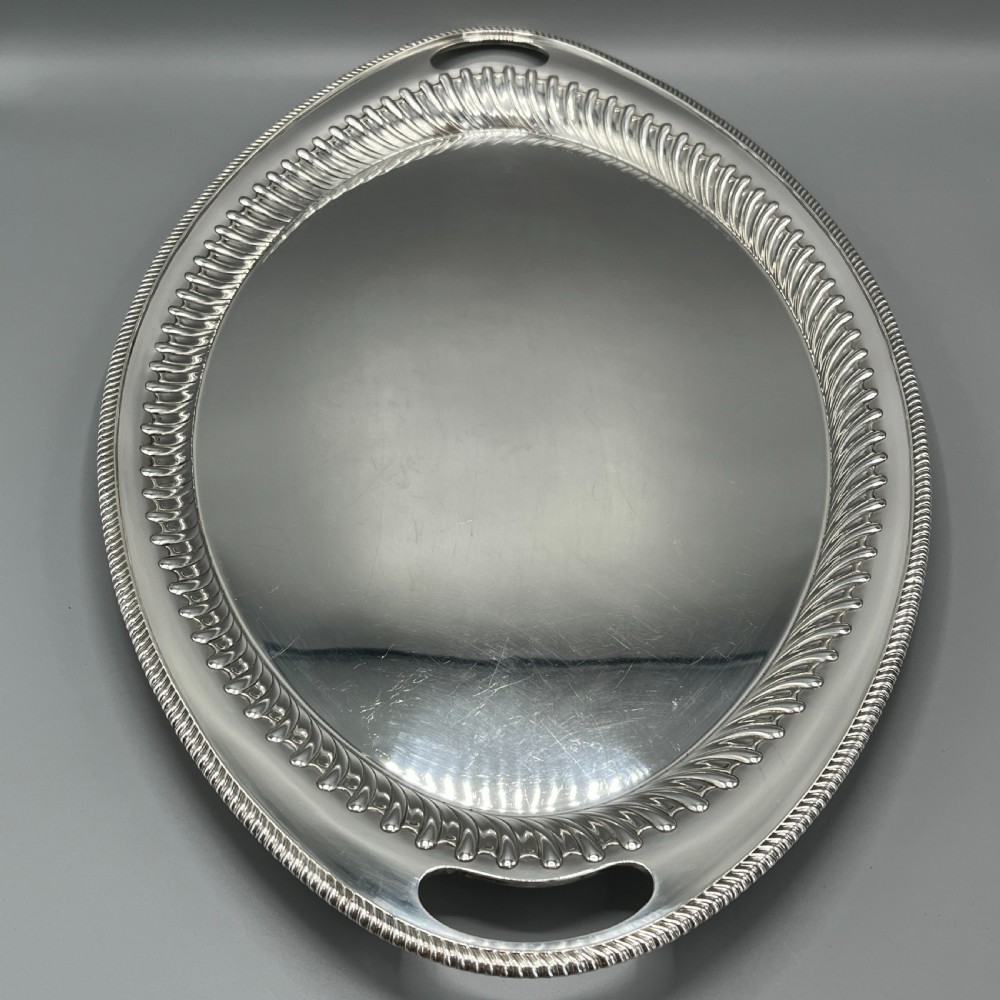 Large Silver Plated Butler Serving Tray by Elkington & Co View VII