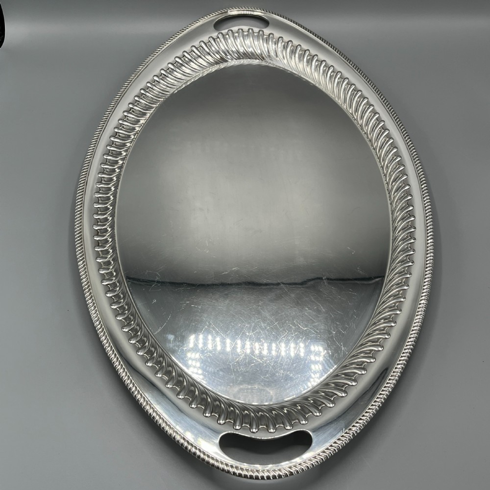 Large Silver Plated Butler Serving Tray by Elkington & Co View VIII