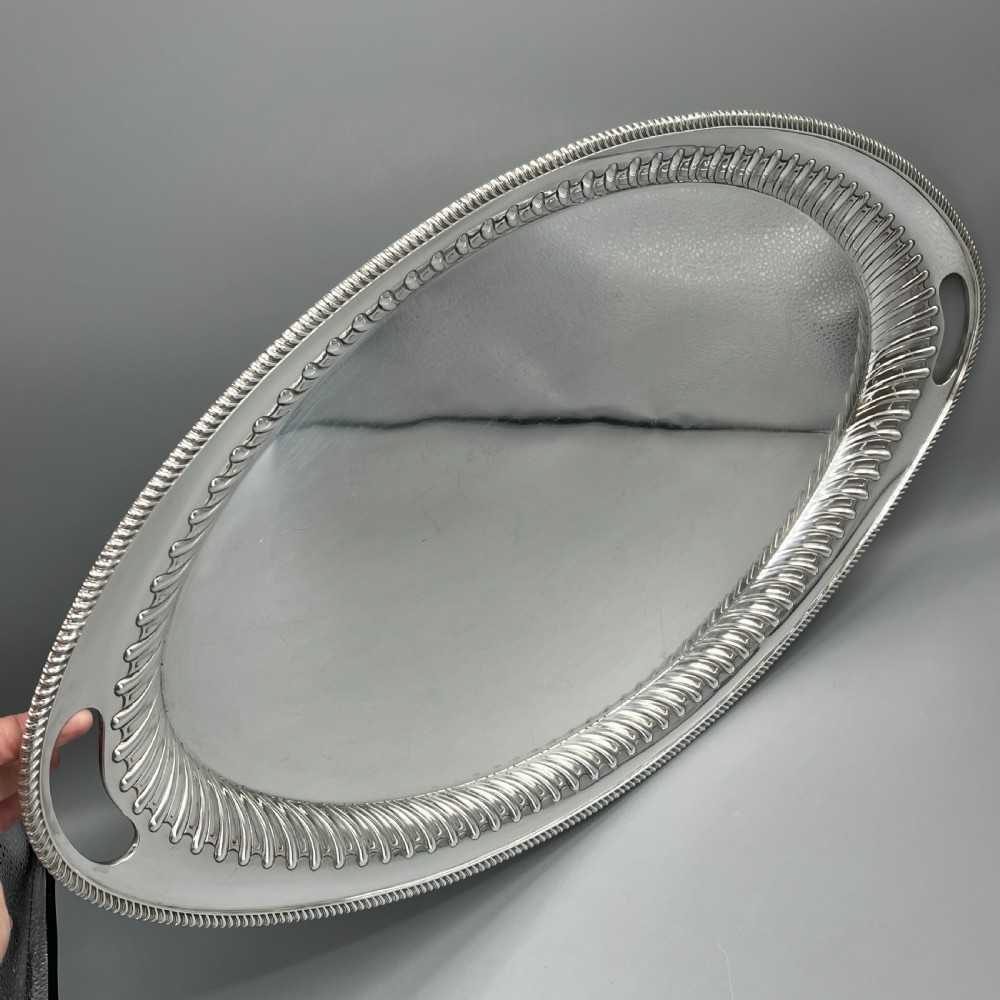 Large Silver Plated Butler Serving Tray by Elkington & Co View IX
