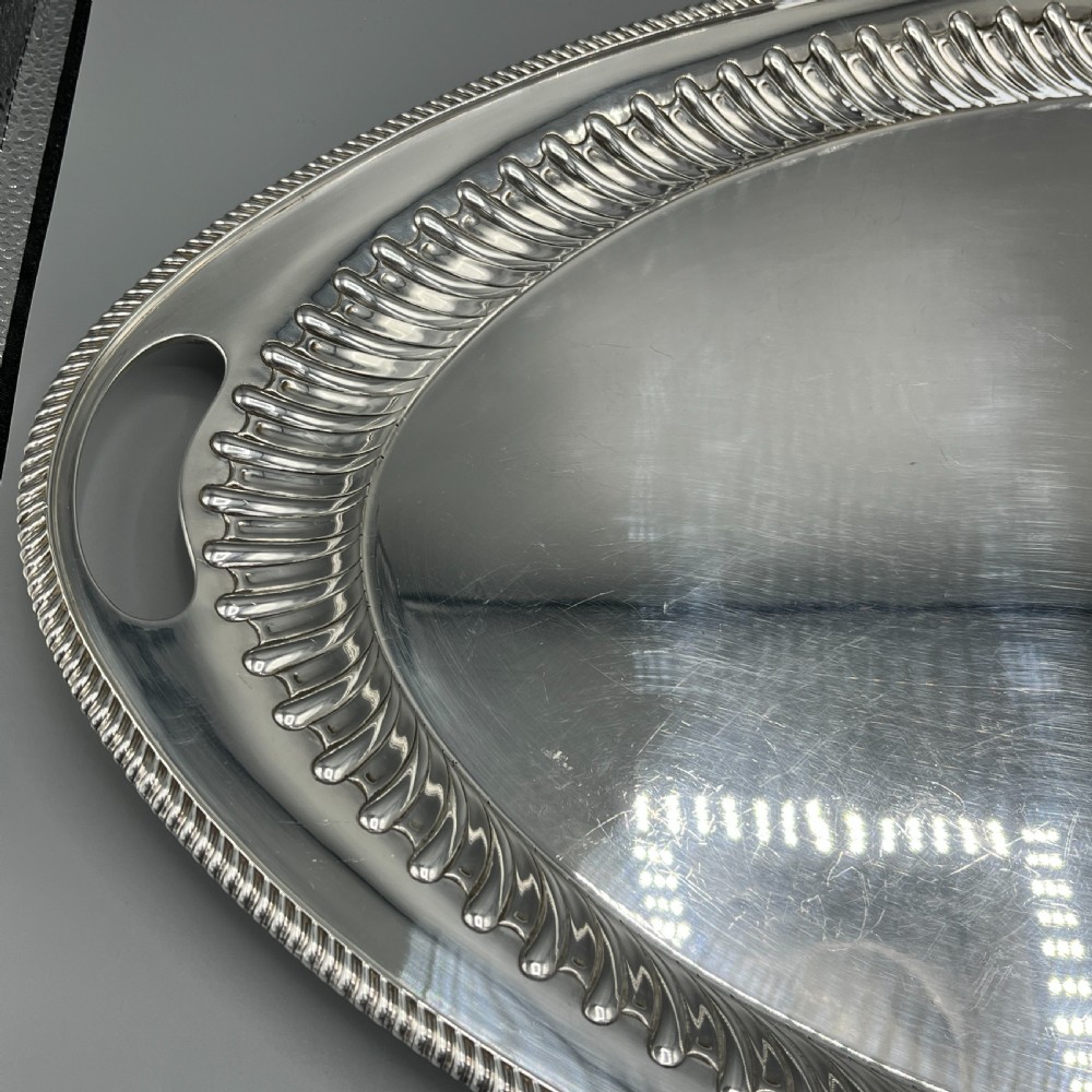 Large Silver Plated Butler Serving Tray by Elkington & Co View X