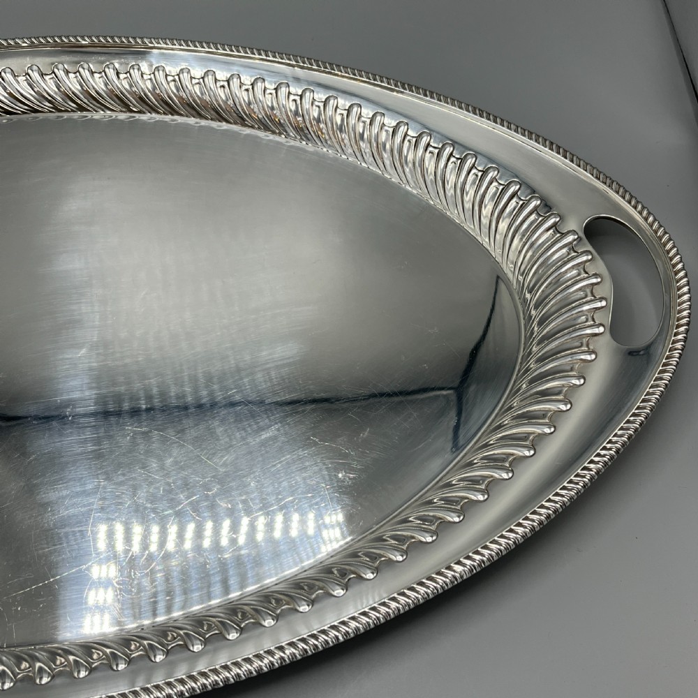 Large Silver Plated Butler Serving Tray by Elkington & Co View XII