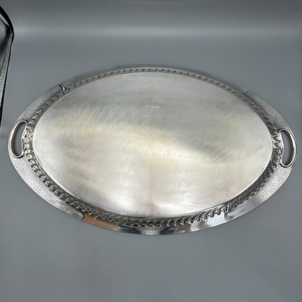 Large Silver Plated Butler Serving Tray by Elkington & Co View XVII