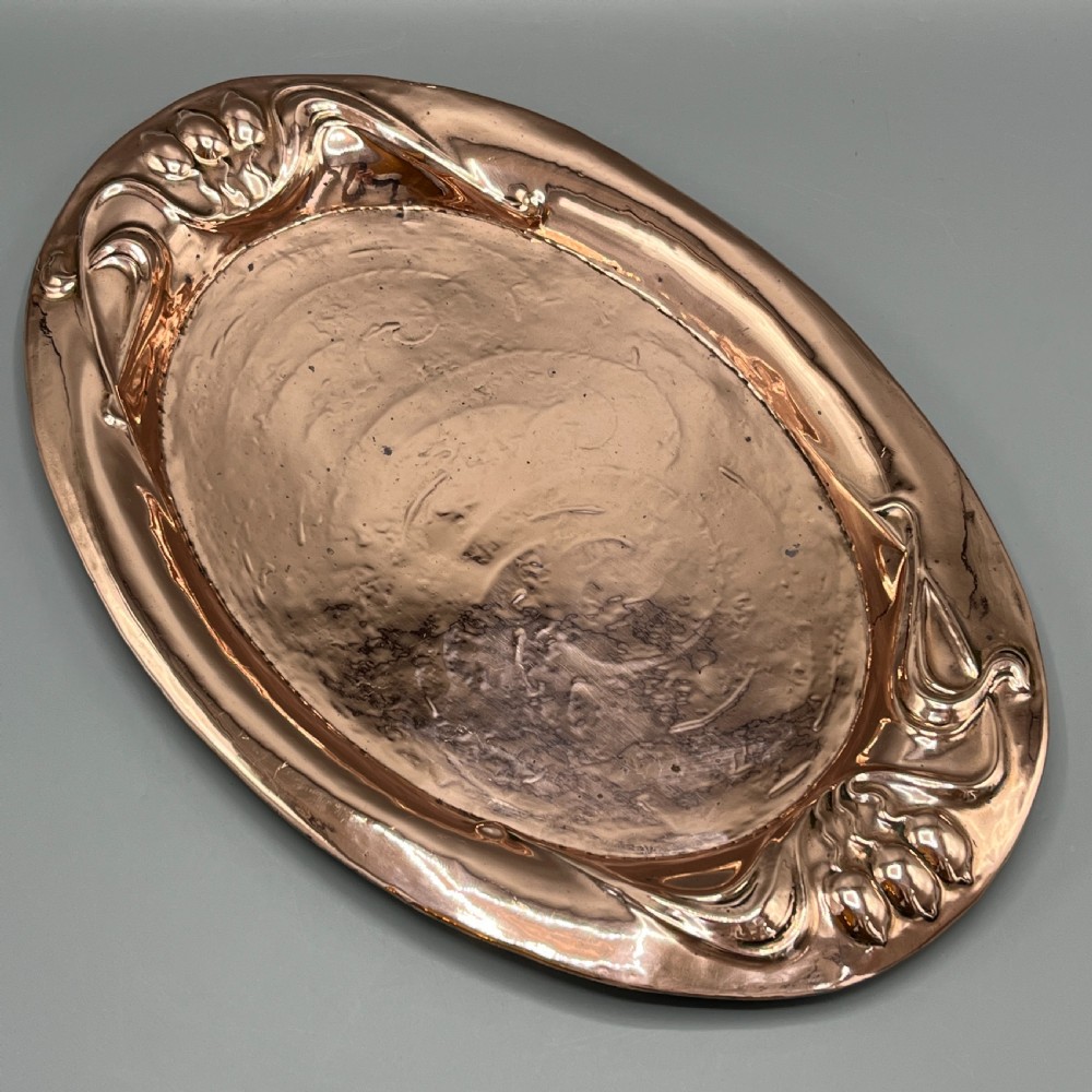 Art Nouveau Embossed Copper Tray View II