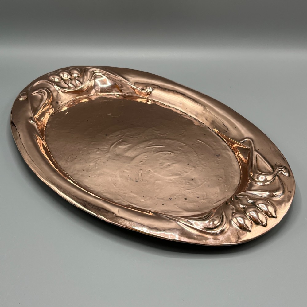 Art Nouveau Embossed Copper Tray View III