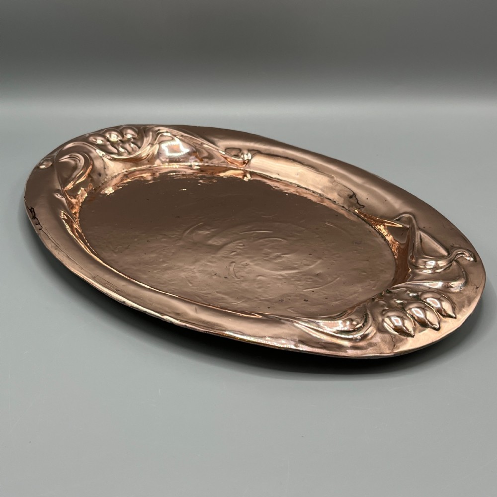 Art Nouveau Embossed Copper Tray View IV