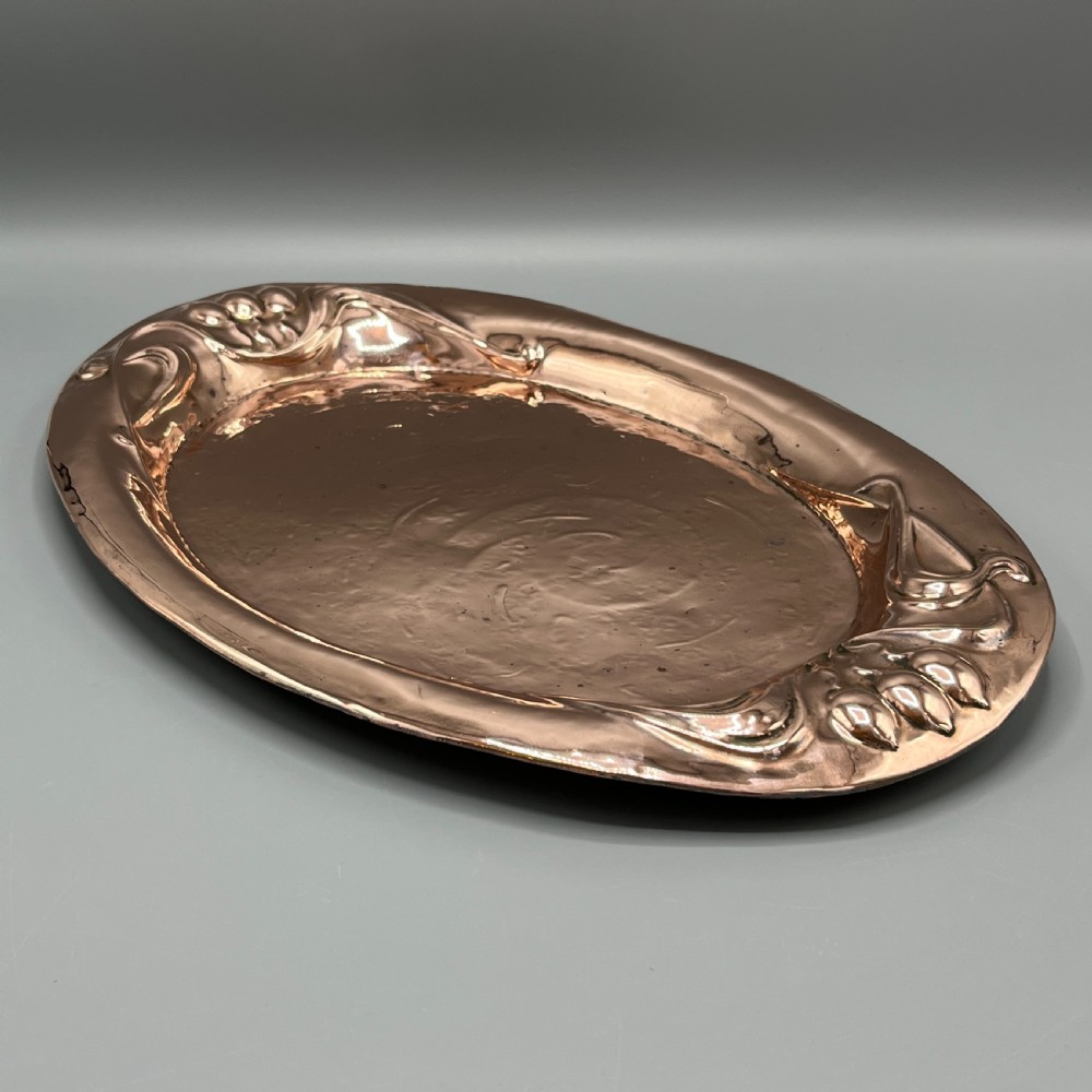Art Nouveau Embossed Copper Tray View VI