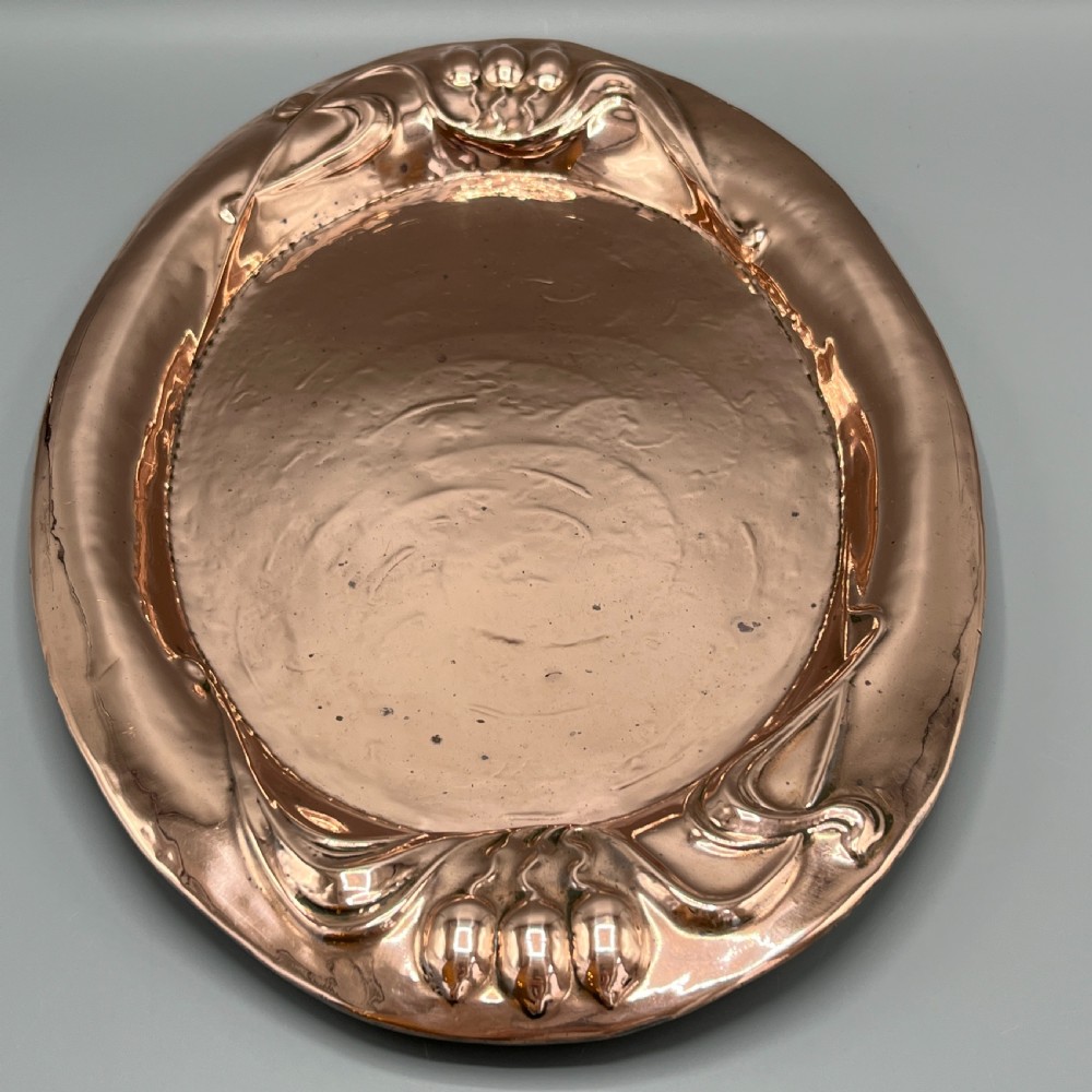 Art Nouveau Embossed Copper Tray View VIII