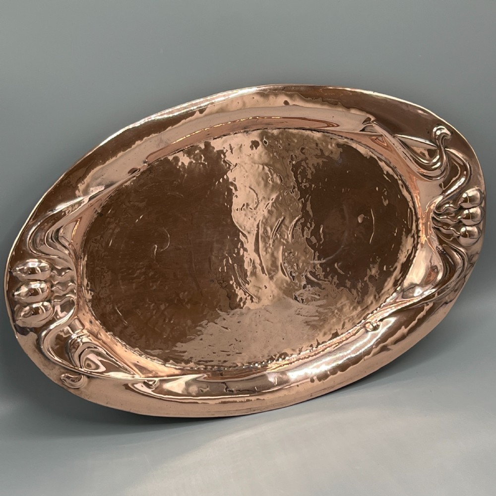 Art Nouveau Embossed Copper Tray View X